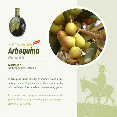 Aceite de oliva Virgen Extra DOP variedad Arbequina Caja 4 botellas Cristal